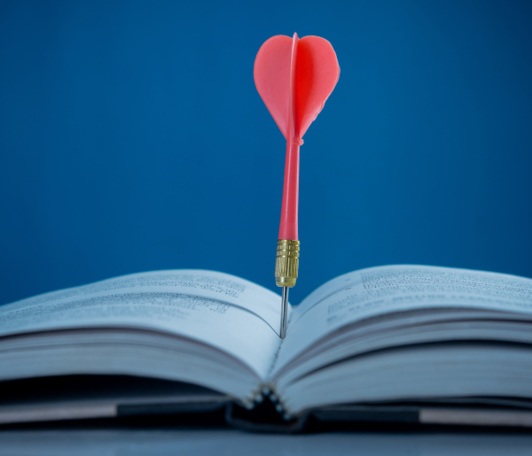 Success concept, target on book